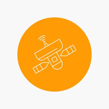 , uydu anten, radar, alanı, daire arka plan beyaz çizgisi simgesinde sinyal. vektör simge tasarlamak