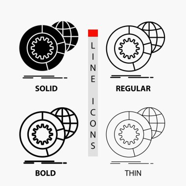veri, büyük veri, analiz, küre, Hizmetleri ince, normal, kalın satır ve karakter stili simgesini. Vektör çizim