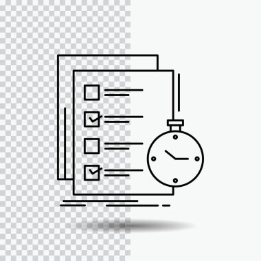 Todo, görev, liste, kontrol, satırı simgesi şeffaf arka plan üzerinde zaman. Siyah simge vektör çizim