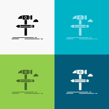 Kurmak, geliştirmek, araç, araçları simgesi üzerinde çeşitli arka plan tasarım. glif tarzı tasarım, Web ve uygulama Eps 10 vektör çizim için tasarlanmış