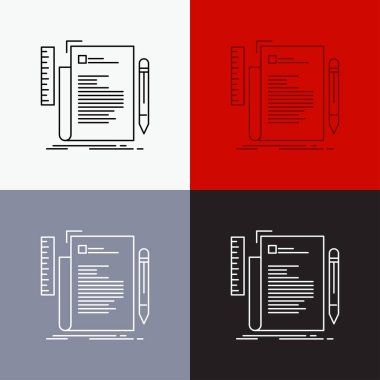 Programlama, kod, kodlama, dosya, komut dosyası simgesi üzerinde çeşitli arka plan. Çizgi stili tasarım, Web ve uygulama Eps 10 vektör çizim için tasarlanmış