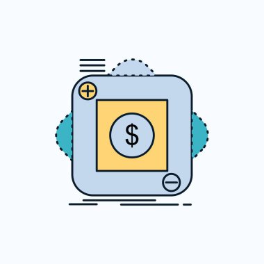 Satınalma, stok, app, uygulaması, mobil düz simgesi. yeşil ve sarı işaret ve sembolleri Web sitesi ve mobil appliation için. vektör çizim