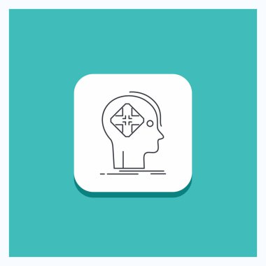 Yuvarlak düğmesi için gelişmiş, cyber, gelecek, insan, sorun satırı simgesi turkuaz arka plan