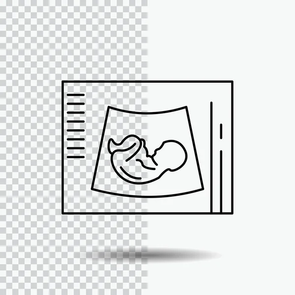 Maternità Gravidanza Ecografia Bambino Ultrasuoni Linea Icona Sfondo Trasparente Illustrazione — Vettoriale Stock