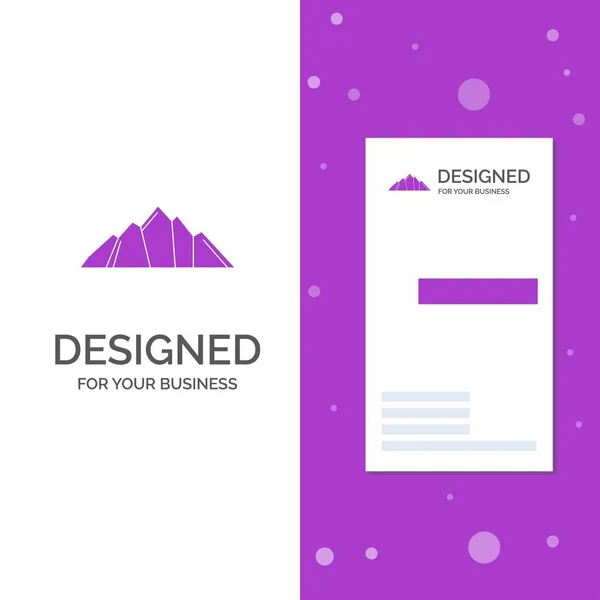 Business Logo for hill, landscape, nature, mountain, scene. Vertical Purple Business / Visiting Card template. Creative background vector illustration