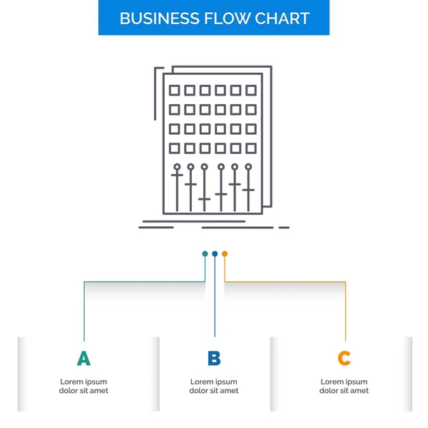 Áudio Controle Mistura Mixer Estúdio Business Flow Chart Design Com —  Vetores de Stock