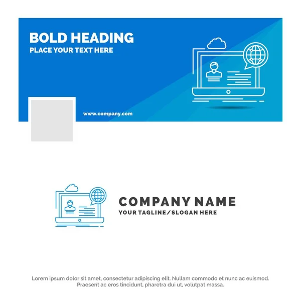 Blue Business Logo Template Voor Webinar Forum Online Seminar Website — Stockvector