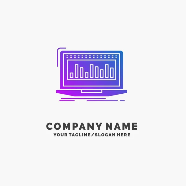 Data Financial Index Monitoring Stock Purple Business Logo Template Place — Stock Vector