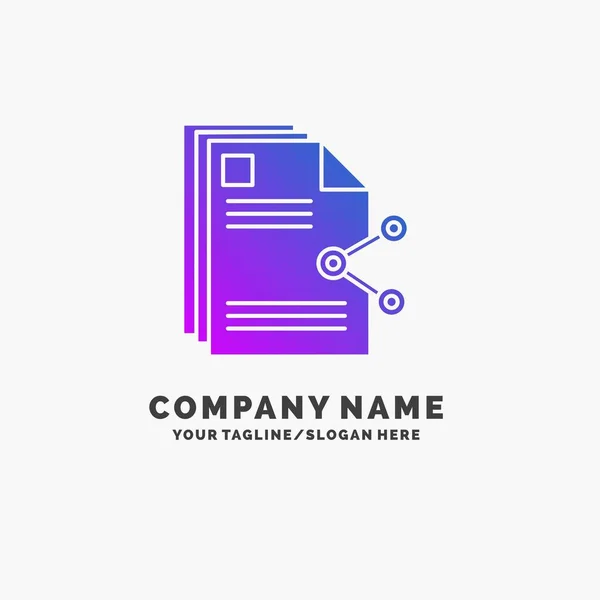 Content Files Sharing Share Document Purple Business Logo Template Place — Stock Vector