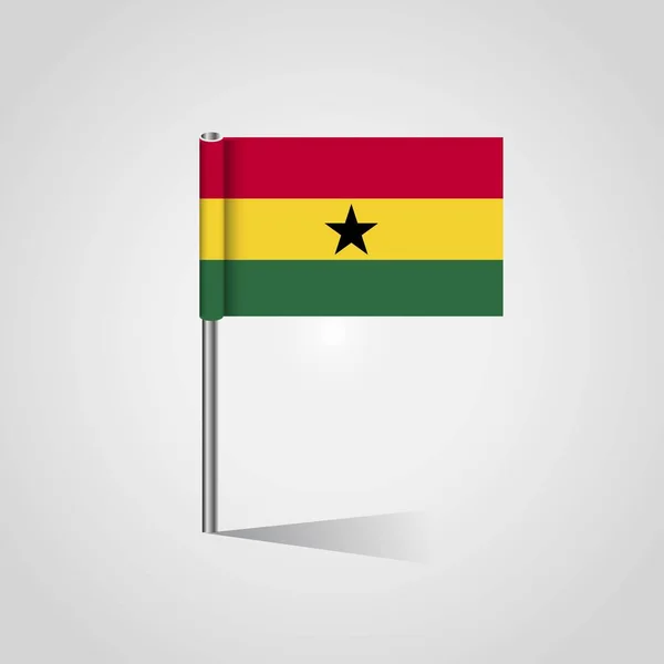 Ghana Mapa Bandera Pin — Vector de stock