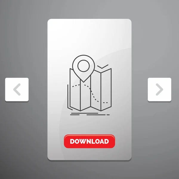 Gps 네비게이션 페이지 슬라이더 디자인 다운로드 버튼에 아이콘 — 스톡 벡터