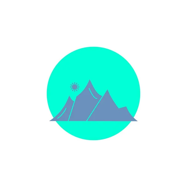 Hill Landscape Nature Mountain Sun Glyph Icon — Stock Vector