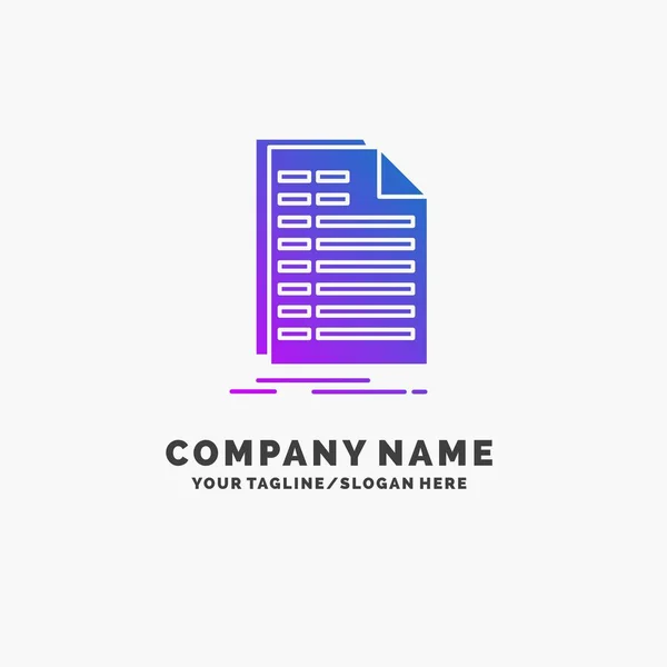 Bill Excel File Invoice Statement Purple Business Template Место Линии — стоковый вектор