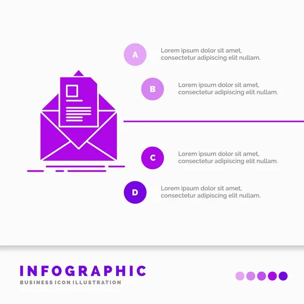 Mail Contract Letter Email Briefing Infographics Template Website Presentation Glifo — Vector de stock