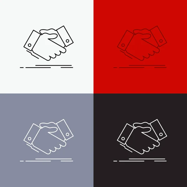 Handshake Hand Shake Shaking Hand Agreement Business Icon Various Background — Stock Vector