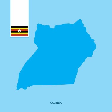Uganda ülke harita üzerinde mavi arka plan bayrak ile