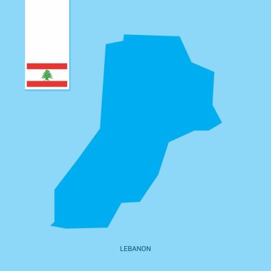 Lübnan ülke harita üzerinde mavi arka plan bayrak ile