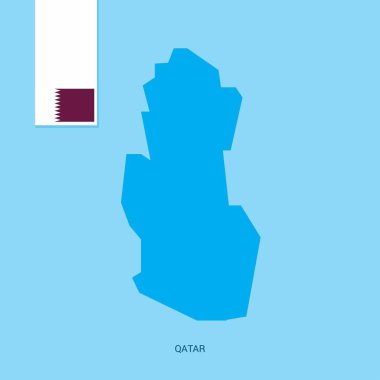 Katar ülke harita üzerinde mavi arka plan bayrak ile