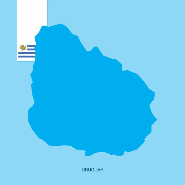 Peta Negara Uruguay Dengan Bendera Atas Latar Biru - Stok Vektor