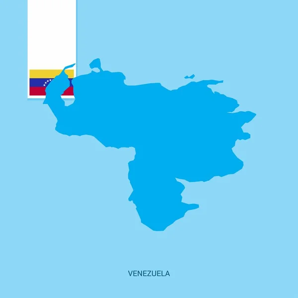 Venezuela Mapa Del País Con Bandera Sobre Fondo Azul — Vector de stock