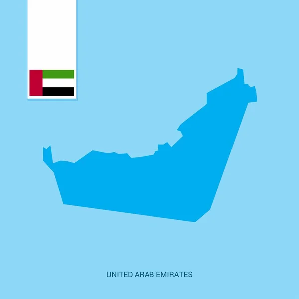 Mapa Del País Los Emiratos Árabes Unidos Con Bandera Sobre — Vector de stock