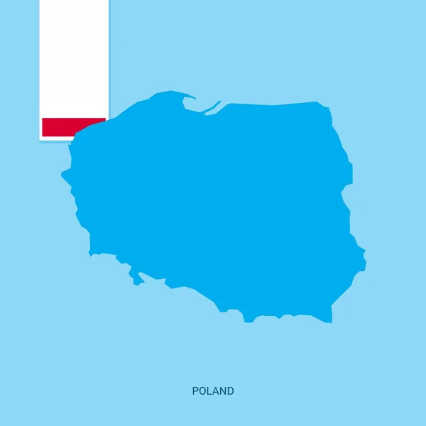 Polonia Mapa Del País Con Bandera Sobre Fondo Azul — Vector de stock