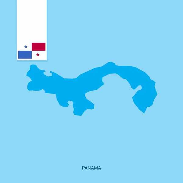 Mapa Del País Panamá Con Bandera Sobre Fondo Azul — Vector de stock