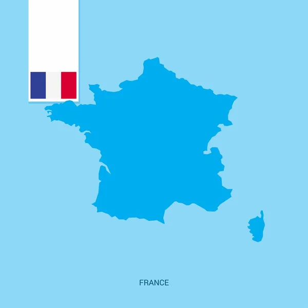 Peta Negara Prancis Dengan Bendera Atas Latar Biru - Stok Vektor