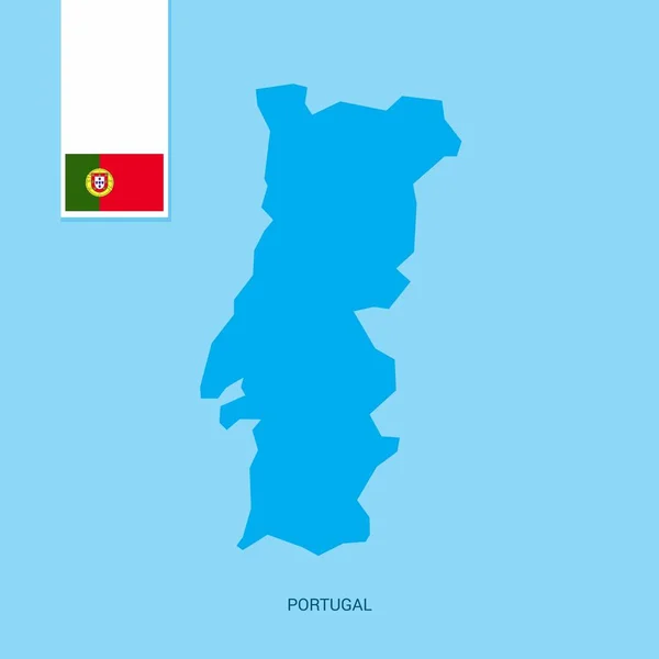 Portugal Mapa Del País Con Bandera Sobre Fondo Azul — Vector de stock