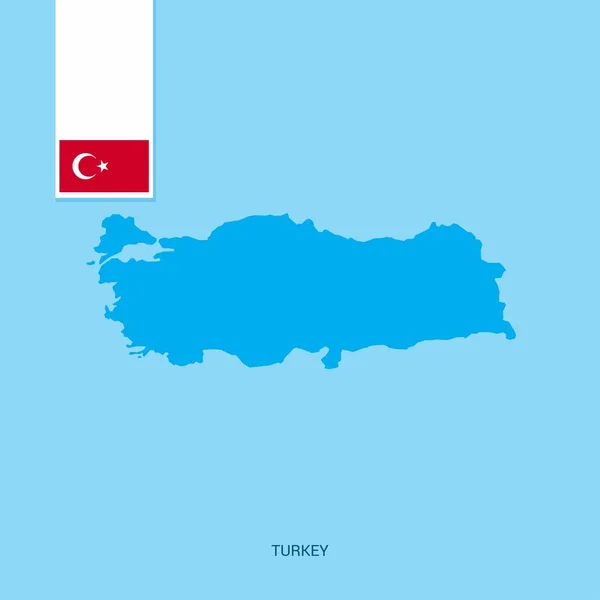 Turquía Mapa Del País Con Bandera Sobre Fondo Azul — Vector de stock