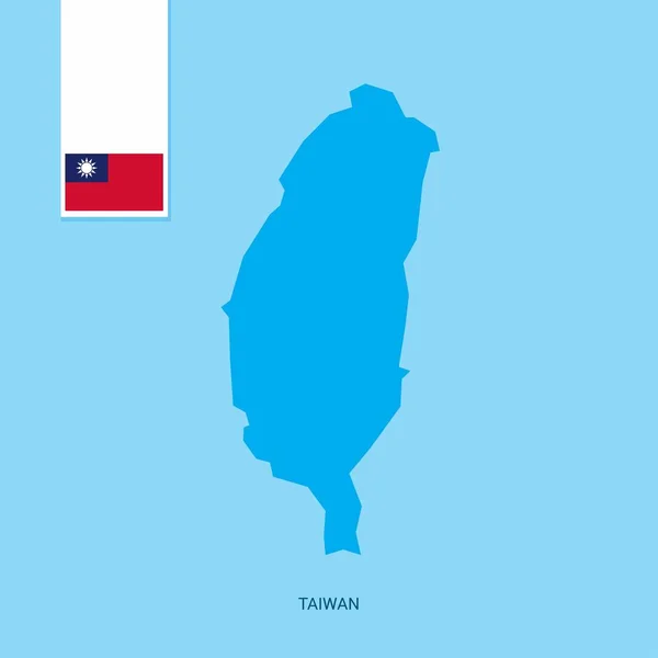 Mapa Del País Taiwán Con Bandera Sobre Fondo Azul — Vector de stock