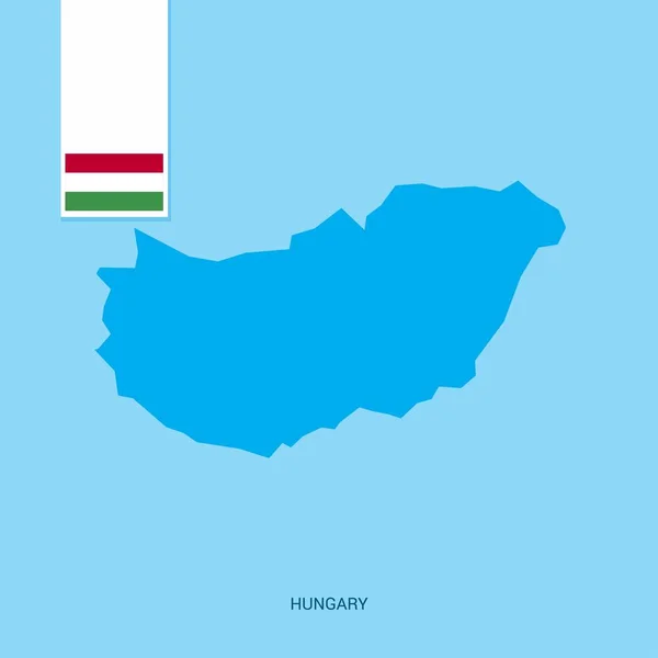 Mapa Kraju Węgry Flagą Niebieskim Tle — Wektor stockowy