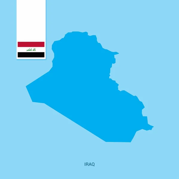 Mapa Del País Irak Con Bandera Sobre Fondo Azul — Vector de stock