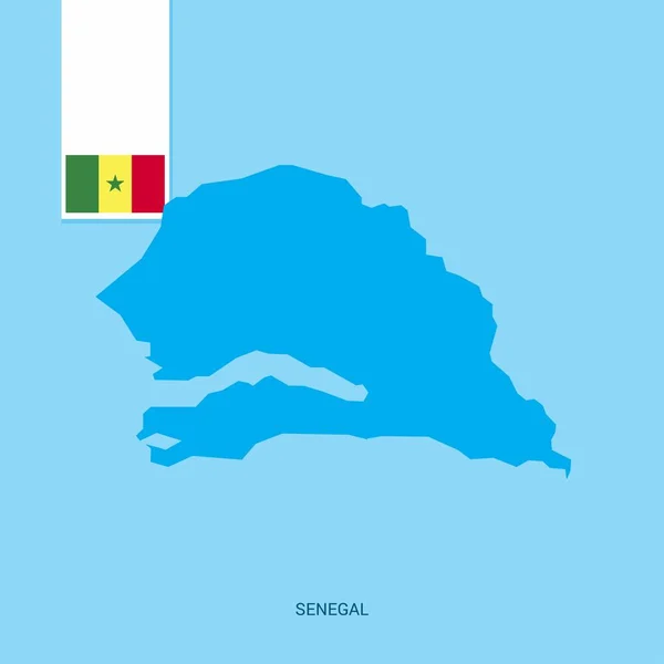 Χάρτη Της Χώρας Σενεγάλη Σημαία Μπλε Φόντο — Διανυσματικό Αρχείο