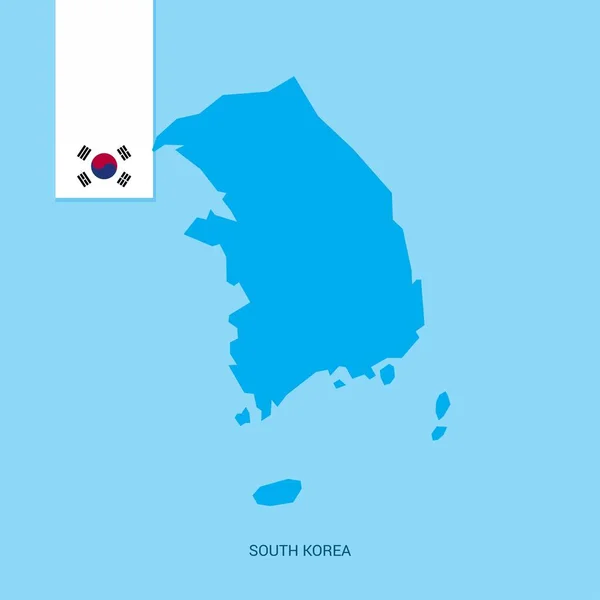 Korea South Land Karta Med Flagga Över Blå Bakgrund — Stock vektor
