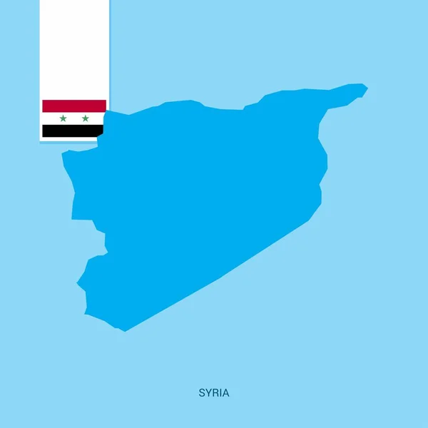 Mapa Del País Siria Con Bandera Sobre Fondo Azul — Vector de stock