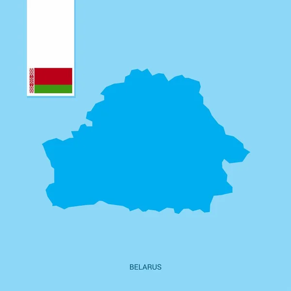 Bielorrusia Mapa Del País Con Bandera Sobre Fondo Azul — Vector de stock
