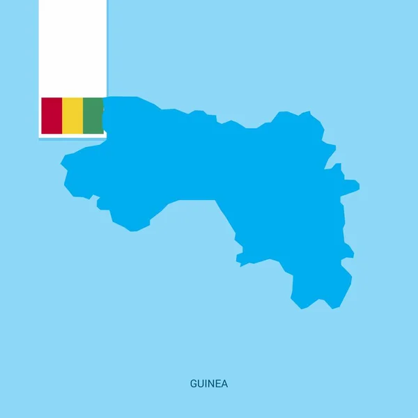 Mapa Del País Guinea Con Bandera Sobre Fondo Azul — Vector de stock