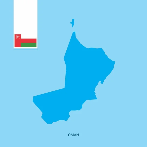 Mapa Del País Omán Con Bandera Sobre Fondo Azul — Vector de stock