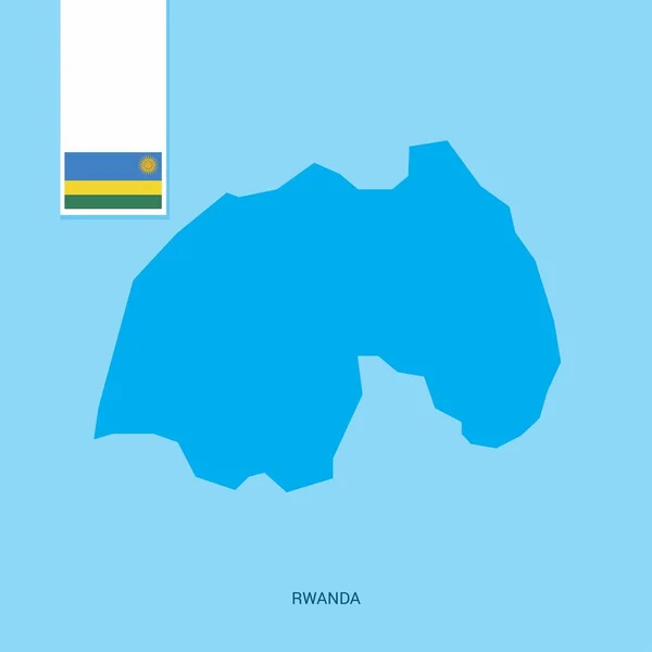 Mapa Del País Ruanda Con Bandera Sobre Fondo Azul — Vector de stock