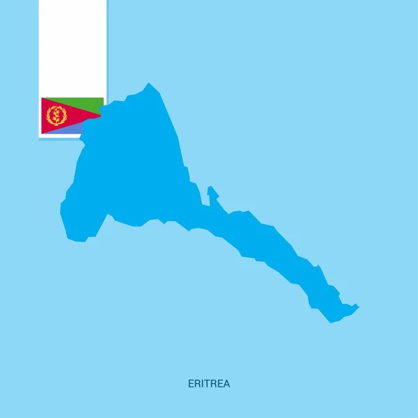 Mapa Del País Eritrea Con Bandera Sobre Fondo Azul — Vector de stock