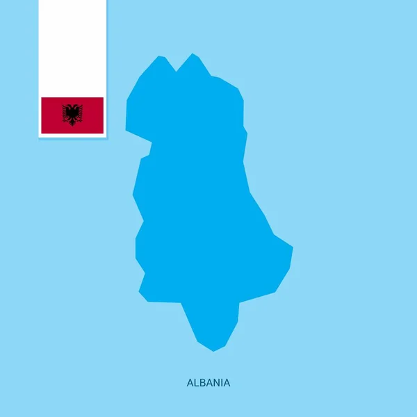 Albania Mapa Del País Con Bandera Sobre Fondo Azul — Vector de stock