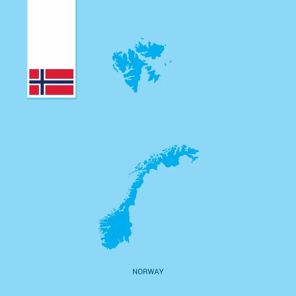 Norwegen Landkarte Mit Flagge Über Blauem Hintergrund — Stockvektor