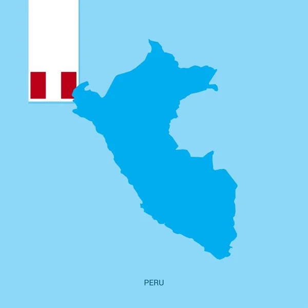 Peta Negara Peru Dengan Bendera Atas Latar Biru - Stok Vektor
