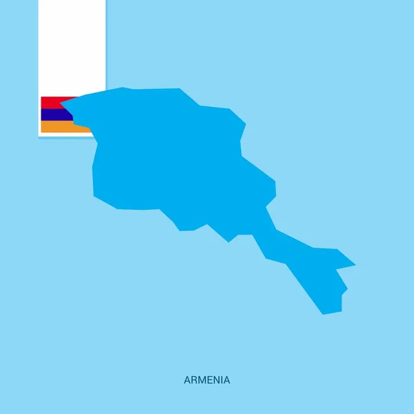 Armenia Mapa Del País Con Bandera Sobre Fondo Azul — Vector de stock