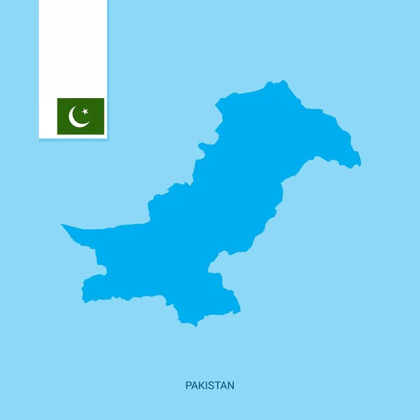 Pakistan Ülke Harita Üzerinde Mavi Arka Plan Bayrak Ile — Stok Vektör