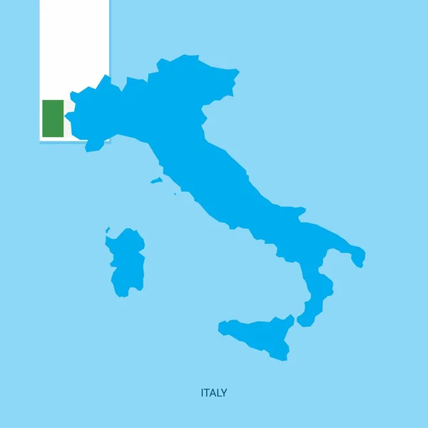 Italia Mapa Del País Con Bandera Sobre Fondo Azul — Vector de stock