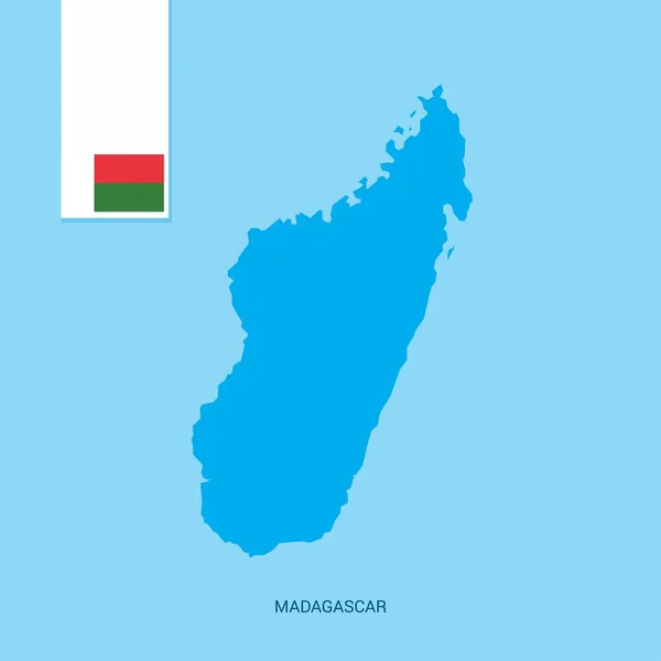 Mapa Del País Madgascar Con Bandera Sobre Fondo Azul — Vector de stock