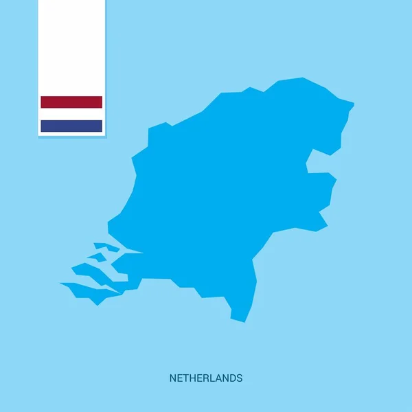 Países Bajos Mapa Del País Con Bandera Sobre Fondo Azul — Vector de stock