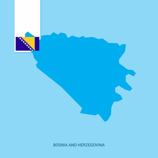 Mapa Del País Bosnia Herzegovina Con Bandera Sobre Fondo Azul — Vector de stock